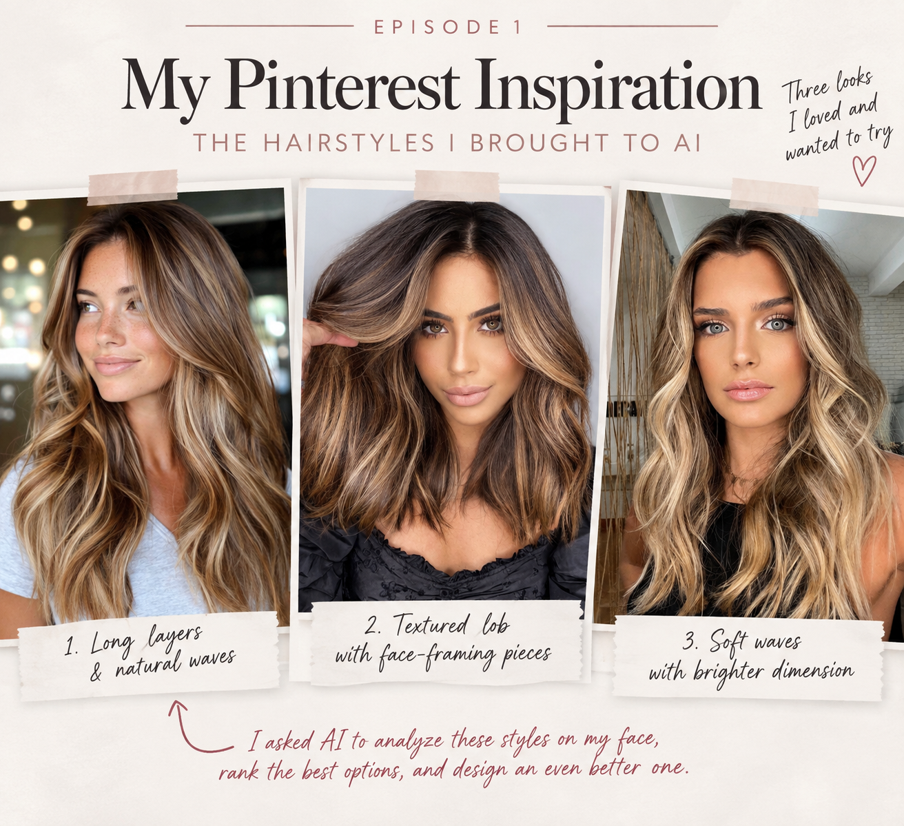Pinterest hairstyle inspiration used in Episode 1
